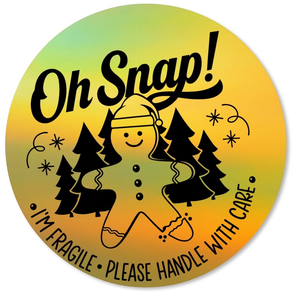 ✨ Oh Snap! Gingerbread Sticker • Holiday Fragile Handle With Care ✨